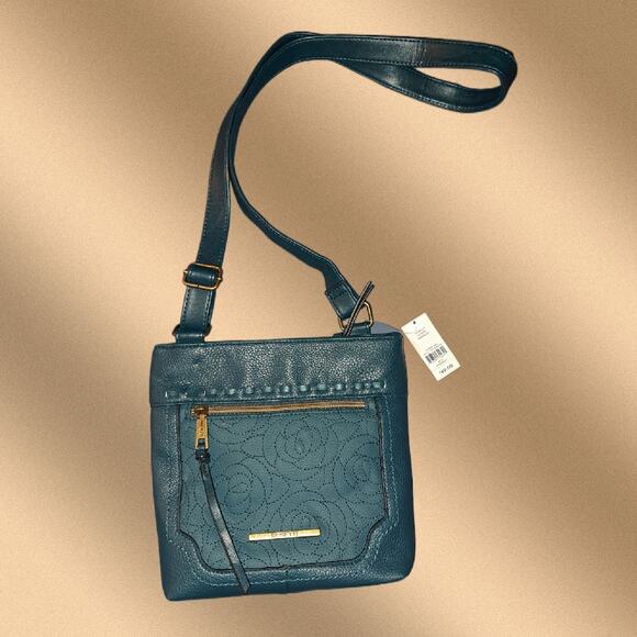 Rosetti Dark Green Crossbody Bag with Floral Design & Adjustable Straps - Picture 2 of 8